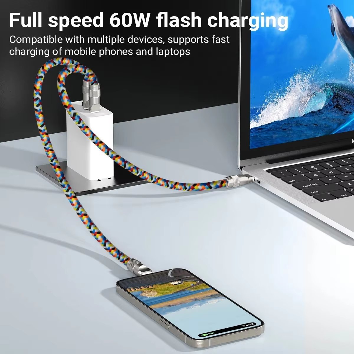 🔥🔥2-in-1 Mobile Phone Lanyard & Charging Cable, compatible with USB-C to USB-C and USB-C to Lightning interfaces-POIULTD
