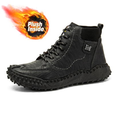 Men Retro Microfiber Leather Non Slip Casual Ankle Boots-POIULTD