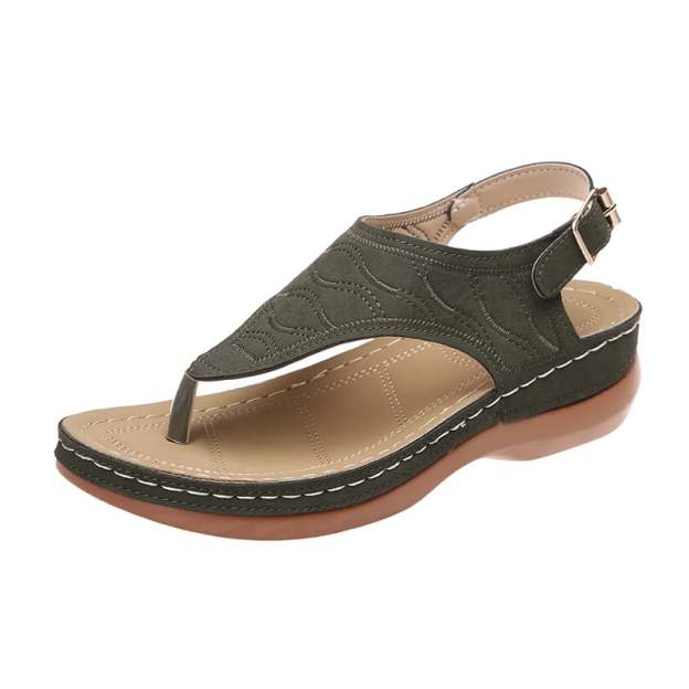 Roman Style One Line Buckle Women'S Sandals-POIULTD