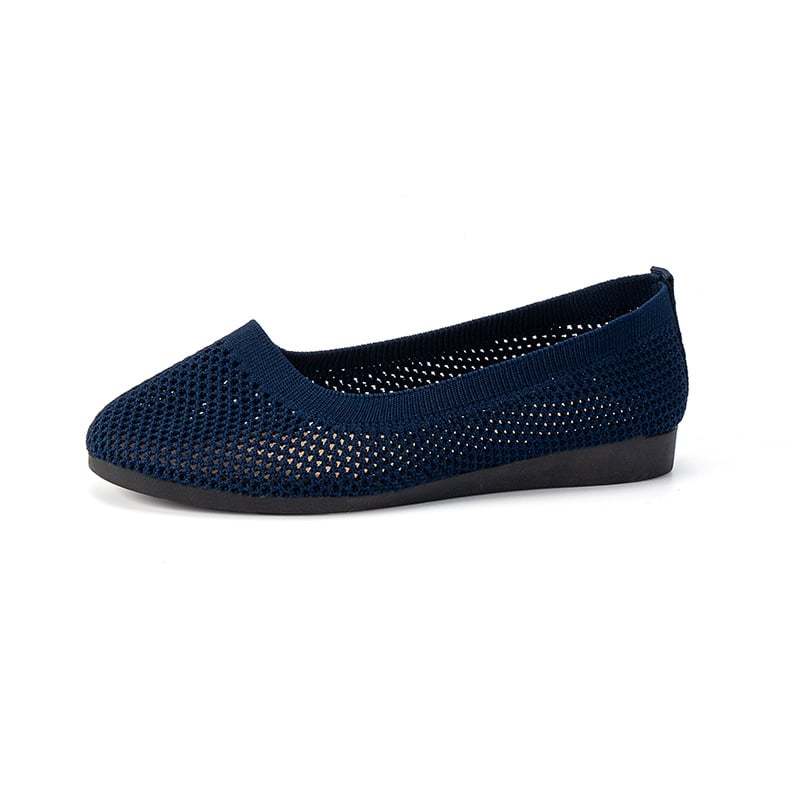 Casual Round Toe Hollow Out Weave Women's Flat Shoes-POIULTD