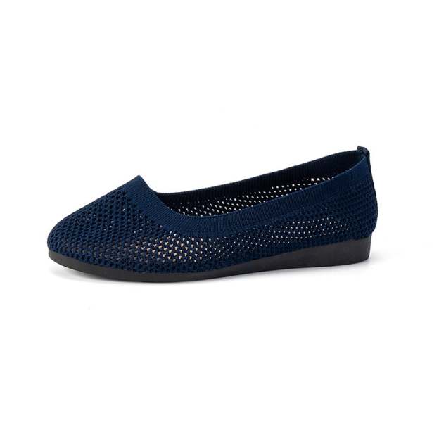 Casual Round Toe Hollow Out Weave Women's Flat Shoes-POIULTD