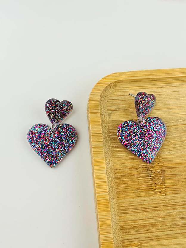 Women's Valentine's Day Glitter Small Love Design Versatile Fashion Earrings-POIULTD