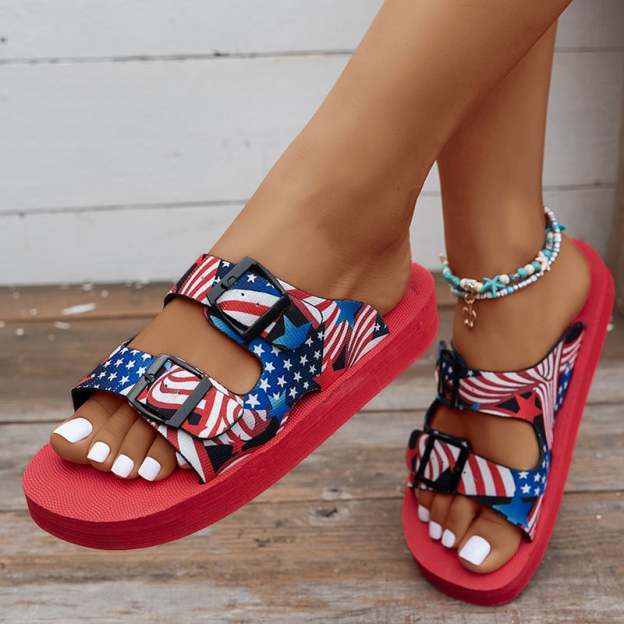 Women's Fashionable And Comfortable Thick-Soled Flag Plate Flower Sandals-POIULTD