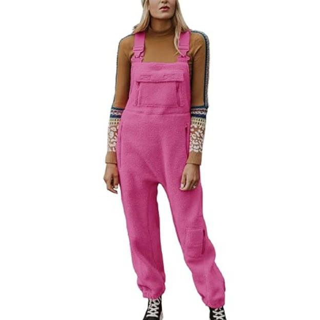 Women's Fleece Warm Loose Casual Jumpsuits-POIULTD