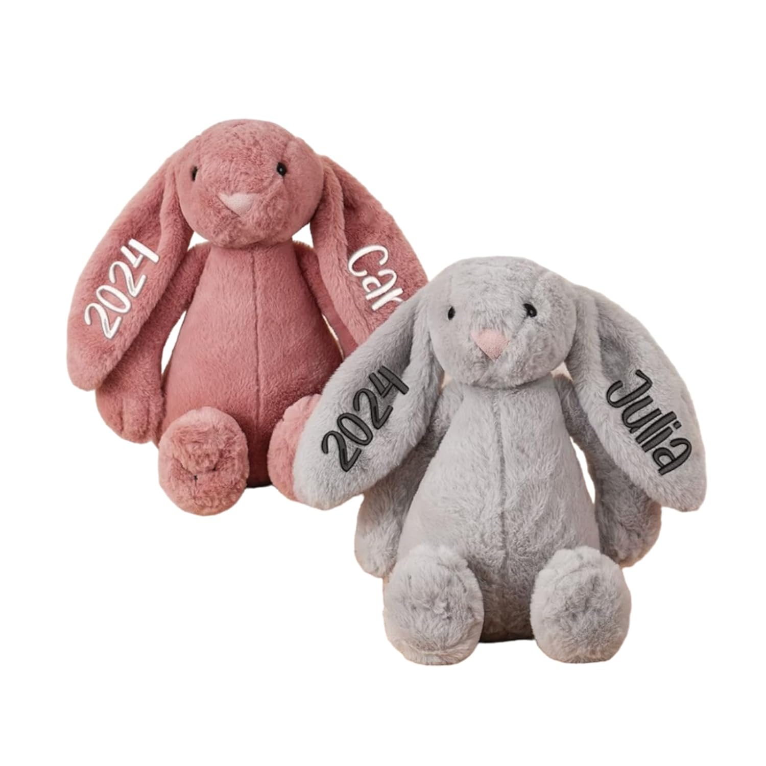 Personalized Easter Bunny Rabbit, Custom Name Monogrammed Embroidered Bunny, Fluffy Rabbit with Long Ears,Plush Bunny Toy, Gift for Baby Kids(11.8inches)