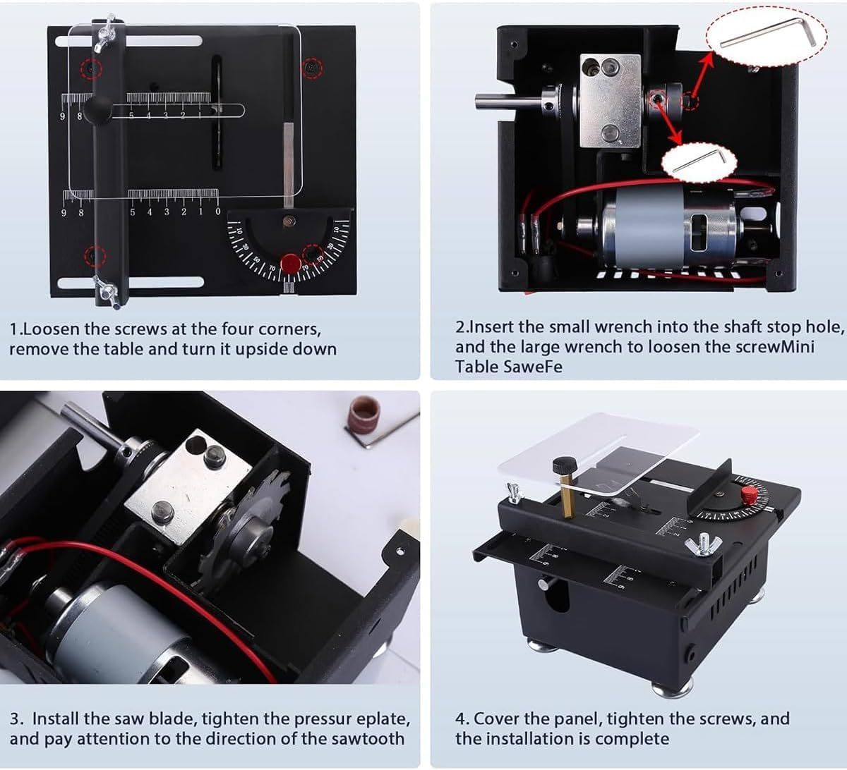 Mini Multi-functional Table Saw, Mini Table Saw, Mini Table Saw for Crafts, Mini Table Saw, 7 Speed Adjustable, 1/2" Adjustable Cut Depth Liftable Table Saw (A)-POIULTD
