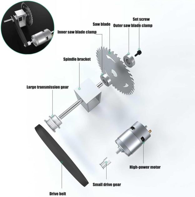Mini Multi-functional Table Saw, Mini Table Saw, Mini Table Saw for Crafts, Mini Table Saw, 7 Speed Adjustable, 1/2" Adjustable Cut Depth Liftable Table Saw (A)-POIULTD