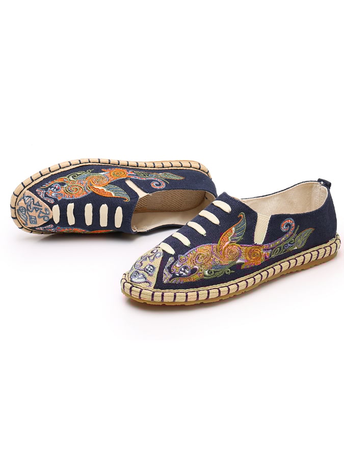 Embroidery Thousand -Layer Flat Shoes Ethnic Wind Embroidered Cloth Shoes-POIULTD