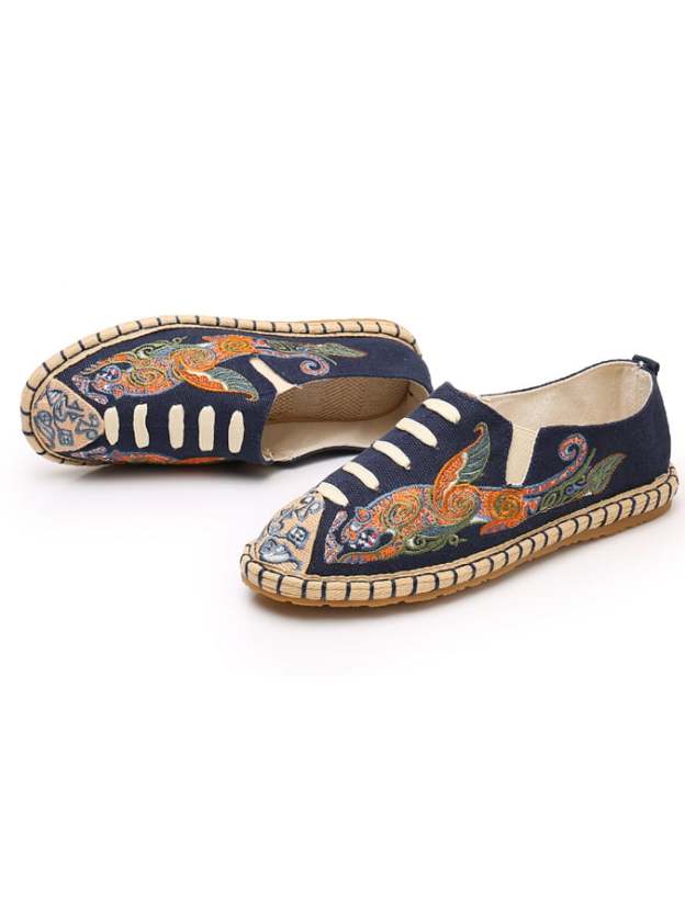 Embroidery Thousand -Layer Flat Shoes Ethnic Wind Embroidered Cloth Shoes-POIULTD
