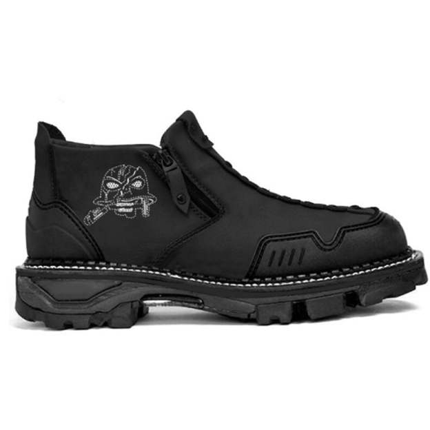 Men’s Cool Design Stitching Chunky Sole Ankle-Length Boots-POIULTD