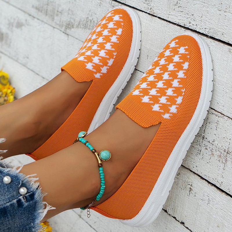 Casual Houndstooth Weave Women's Flat Shoes-POIULTD