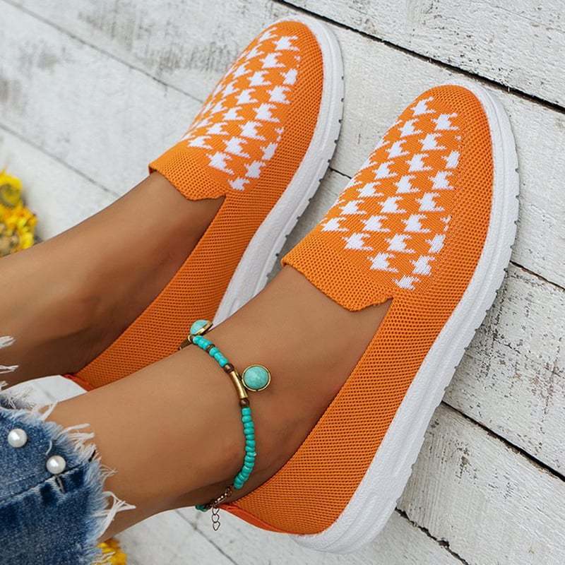 Casual Houndstooth Weave Women's Flat Shoes-POIULTD