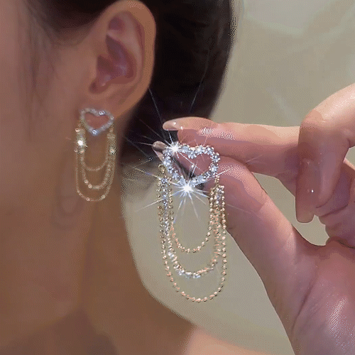 Love tassel earrings-POIULTD