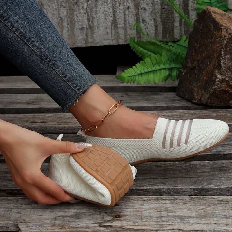 Casual Mesh Hollow Out Weave Women's Flat Shoes-POIULTD