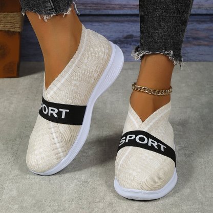 Casual Letter Printed Weave Women's Sneakers-POIULTD