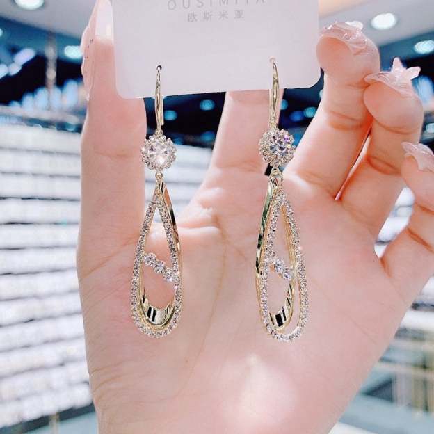 (🌸New Spring) Luxurious Full Diamond Drop Earrings-POIULTD