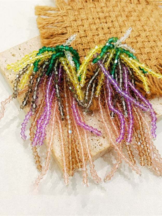 Mardi Gras Colorful Tassel Earrings-POIULTD