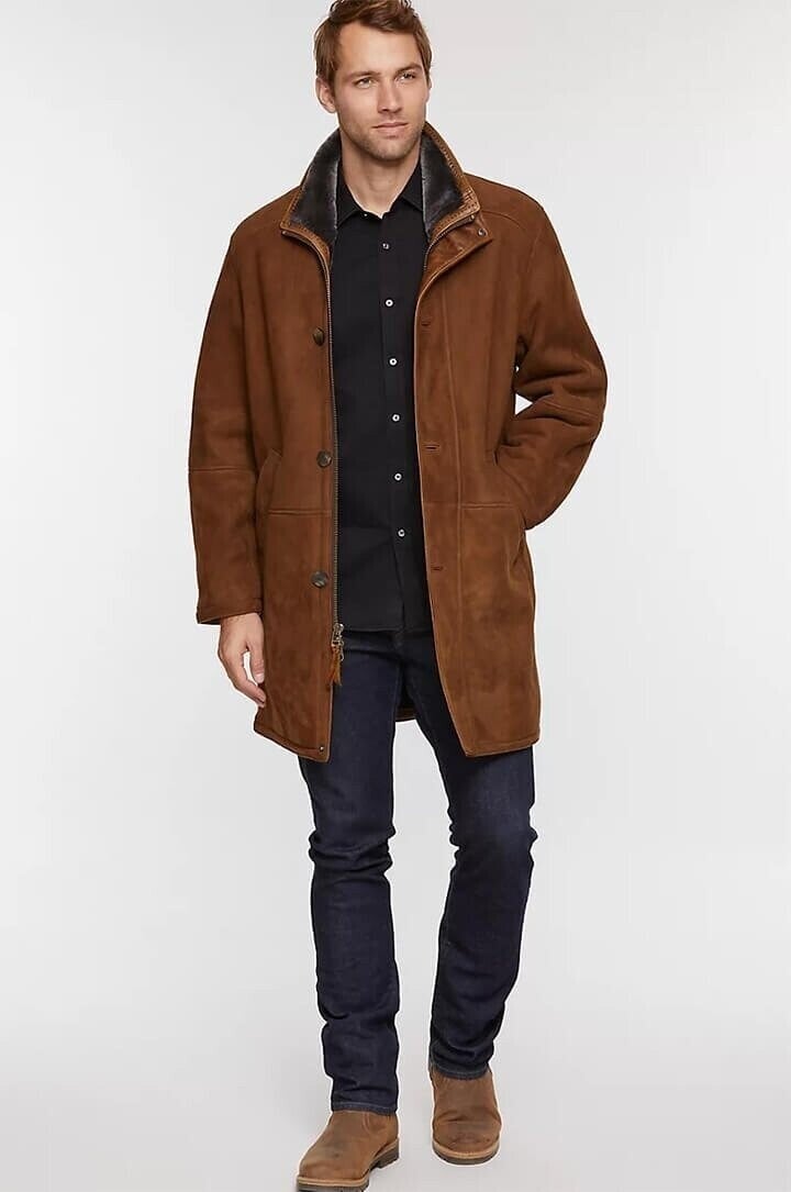 Men's mid-length loose woolen overcoat-POIULTD