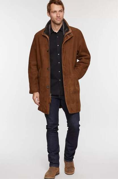 Men's mid-length loose woolen overcoat-POIULTD