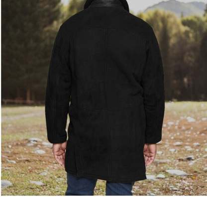 Men's mid-length loose woolen overcoat-POIULTD