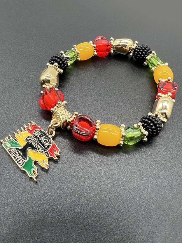 Unisex Black History Month Stretch Cord Bracelet-POIULTD