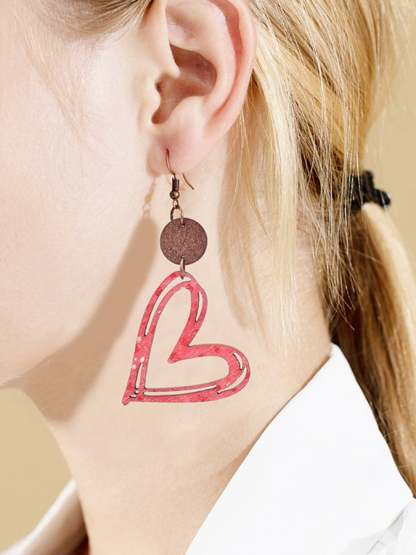 Women's Valentine's Day Hollow Heart Design Versatile Fashionable Earrings-POIULTD