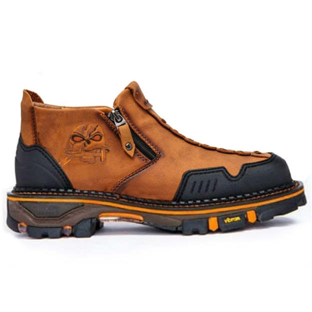 Men’s Cool Design Stitching Chunky Sole Ankle-Length Boots-POIULTD