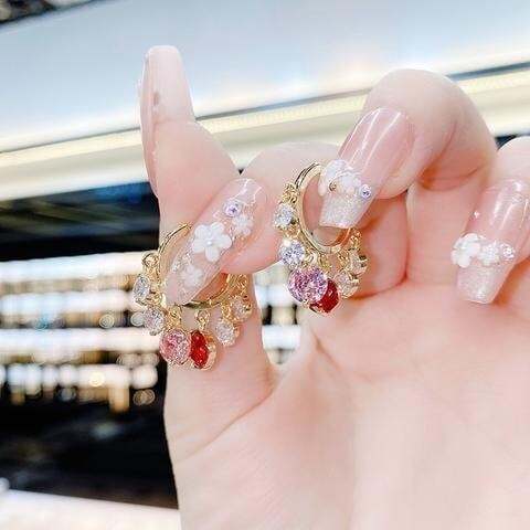 Shiny Colorful Zircon Drop Earrings-POIULTD