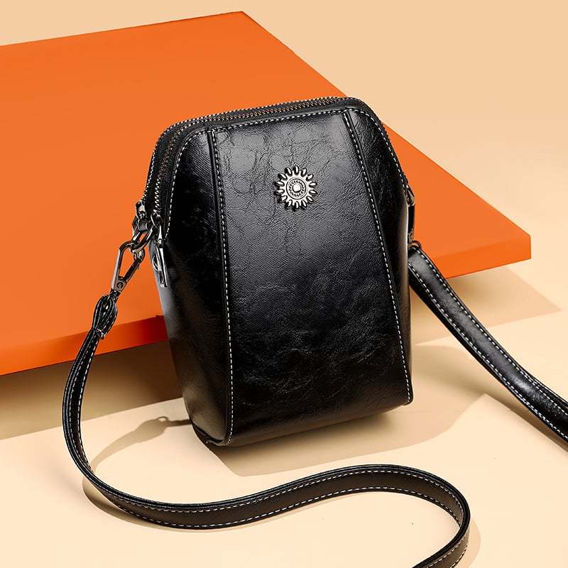 Women's soft leather mobile phone bag messenger bag-POIULTD
