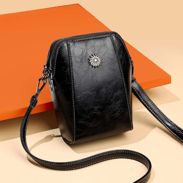 Women's soft leather mobile phone bag messenger bag-POIULTD