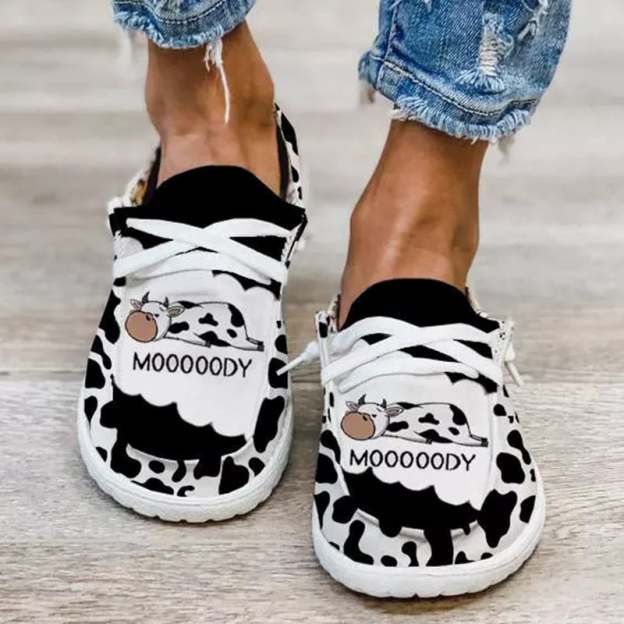 Women's Copy Flower Colorblocking Casual Flat Canvas Shoes-POIULTD