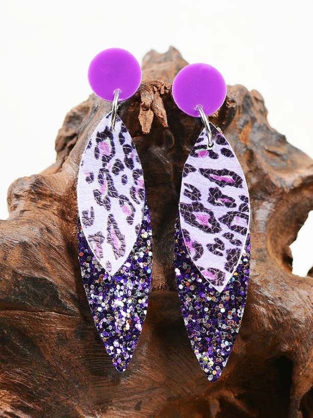 Women's Carnival Leopard Print Shiny Sequin Fashion Versatile And Elegant Light Luxury Earrings-POIULTD