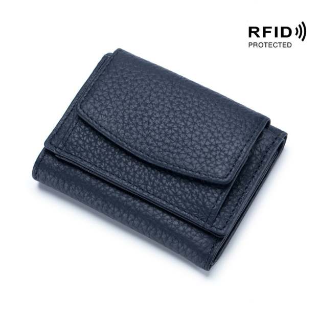 2024 New Genuine Leather RFID Blocking Card Holder Organizer Pocket Mini Wallet-POIULTD