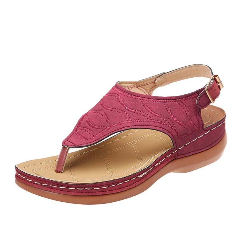 Roman Style One Line Buckle Women'S Sandals-POIULTD