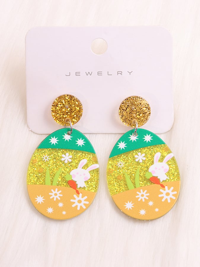 Women's Easter Colorful Bunny Acrylic Drop Earrings-POIULTD
