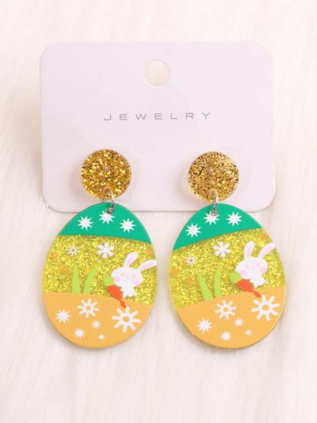 Women's Easter Colorful Bunny Acrylic Drop Earrings-POIULTD
