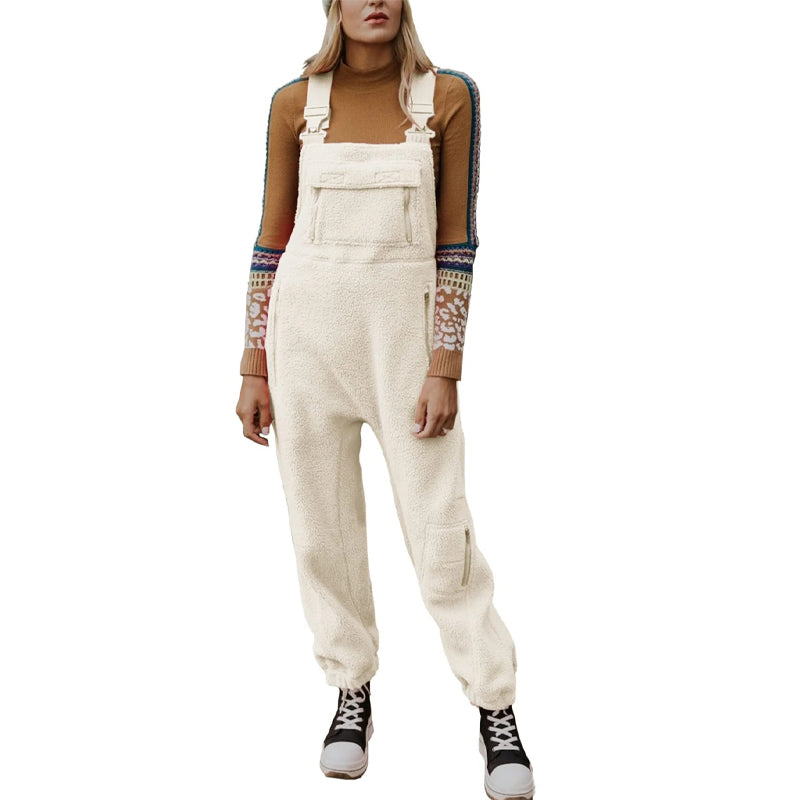 Women's Fleece Warm Loose Casual Jumpsuits-POIULTD