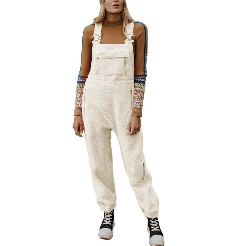 Women's Fleece Warm Loose Casual Jumpsuits-POIULTD
