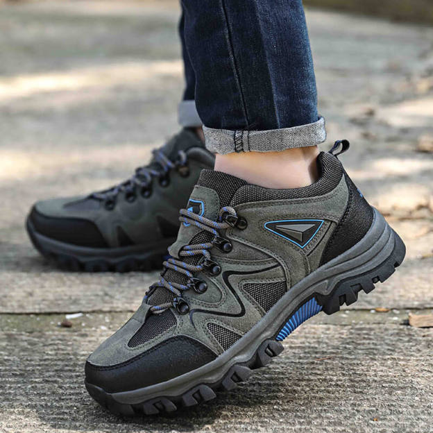 Men's Outdoor Lightweight Breathable Orthopedic Hiking Shoes Comfortable Trekking Work Shoes For All Season-POIULTD