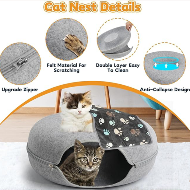 Large Cat Tunnel Bed for Indoor Cats-POIULTD