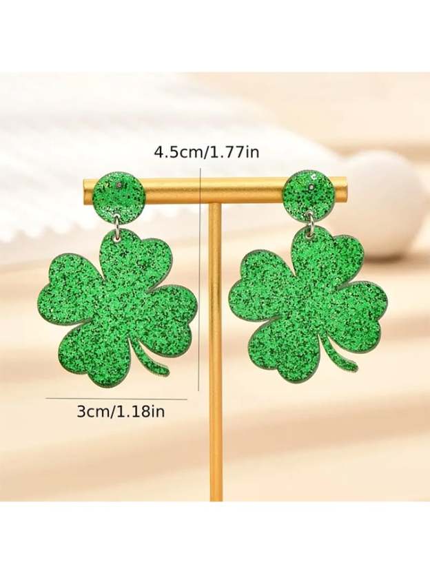 European And American St. Patrick'S Day Women'S Earrings-POIULTD