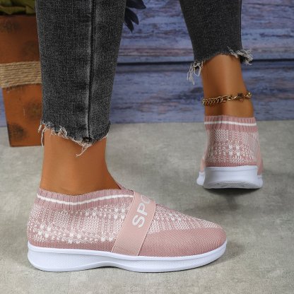 Casual Letter Printed Weave Women's Sneakers-POIULTD
