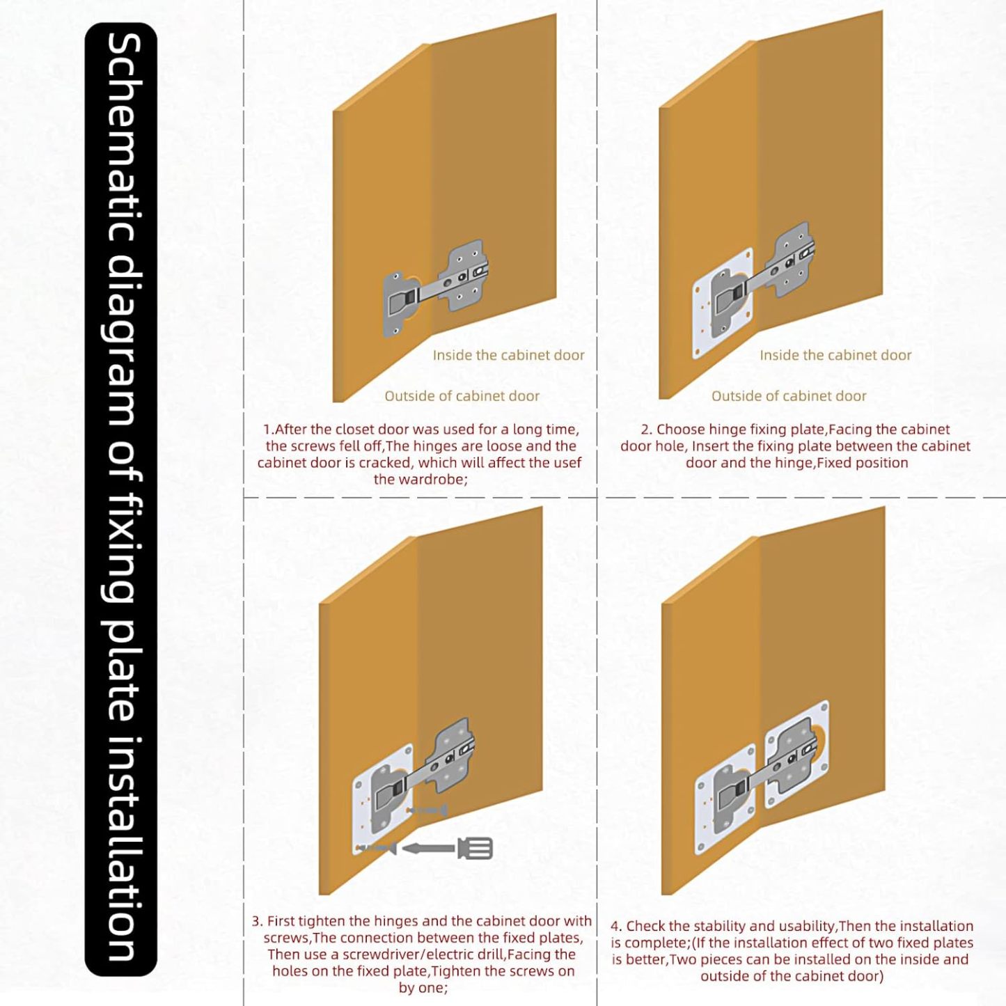 Repair piece for side hinge plate