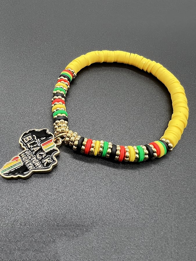 Unisex Black History Month Stretch Cord Bracelet-POIULTD