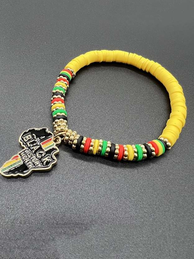 Unisex Black History Month Stretch Cord Bracelet-POIULTD