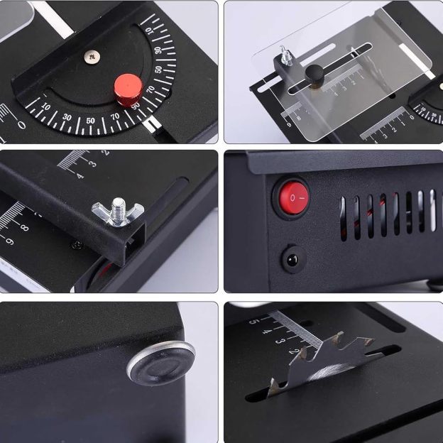 Mini Multi-functional Table Saw, Mini Table Saw, Mini Table Saw for Crafts, Mini Table Saw, 7 Speed Adjustable, 1/2" Adjustable Cut Depth Liftable Table Saw (A)-POIULTD
