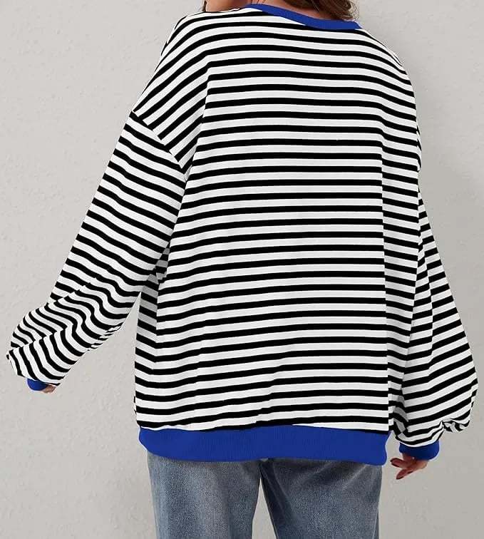 🎁Last Day Sale 49% OFF🏆️2024 Womens Stripes Color Block Sweatshirts-POIULTD