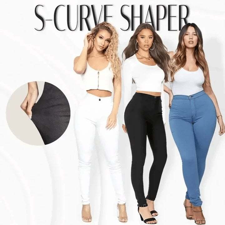 Luxe Stretch Butt Lift High Waist Tummy Slimming Plus-Size Denim Jeans Leggings-POIULTD