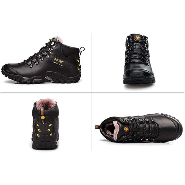 (⏰Limited Time Sale 69%off)Men's Genuine Leather Waterproof Hiking Boots Wide-Toe Warm Insulated Winter Ankle Boots-POIULTD