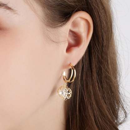 Fashion Four-leaf Clover Zircon Earrings-POIULTD